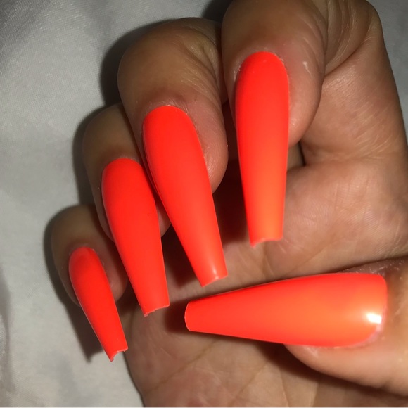 Orange n peach luxury acrylic press on nails available in and length n shape - Picture 3 of 6